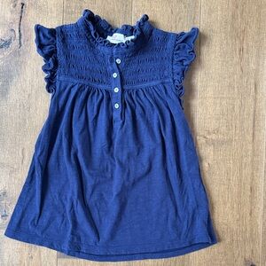 Vineyard Vines Girls Navy Ruffle Sleeve Top
